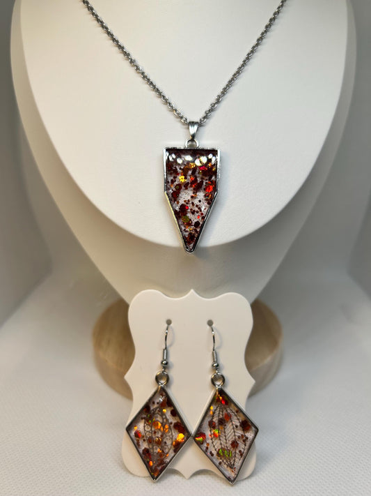 Resin jewellery set Autumn sparkle