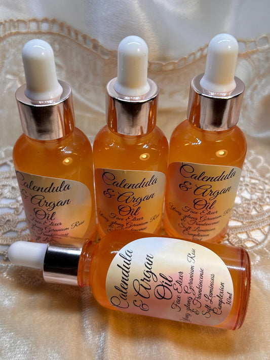 Facial oil luxury Calendula & Argan Frankincense Ylang ylang Rose Geranium
