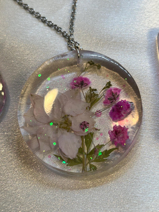 Resin real flowers Pendant
