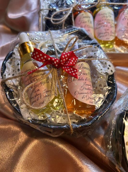 Handmade Organic Face & Body Oil Gift Set: Calendula, Lavender