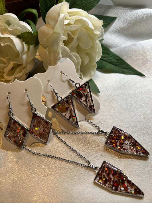 Resin jewellery set Autumn sparkle
