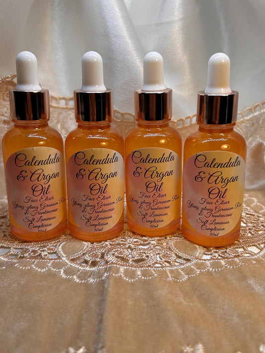 Facial oil luxury Calendula & Argan Frankincense Ylang ylang Rose Geranium