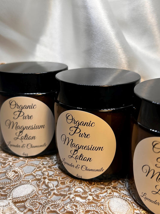 Organic Magnesium Body Lotion: Shea Butter, Lavender & Chamomile (4oz)