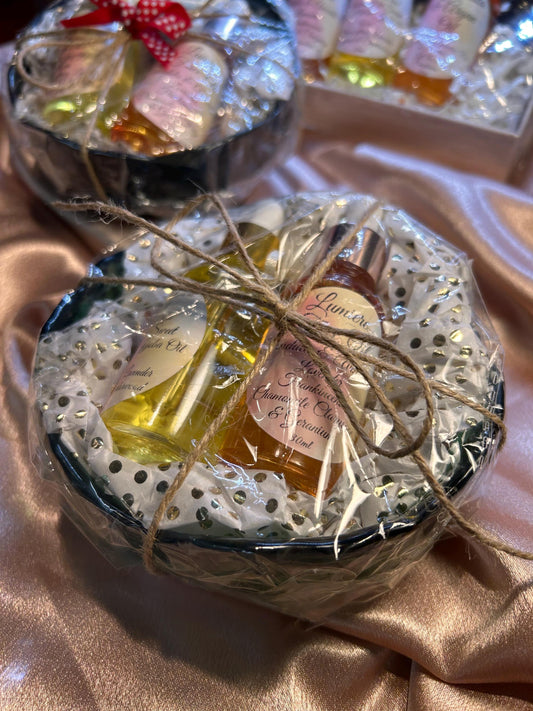 Handmade Organic Face & Body Oil Gift Set: Calendula, Lavender