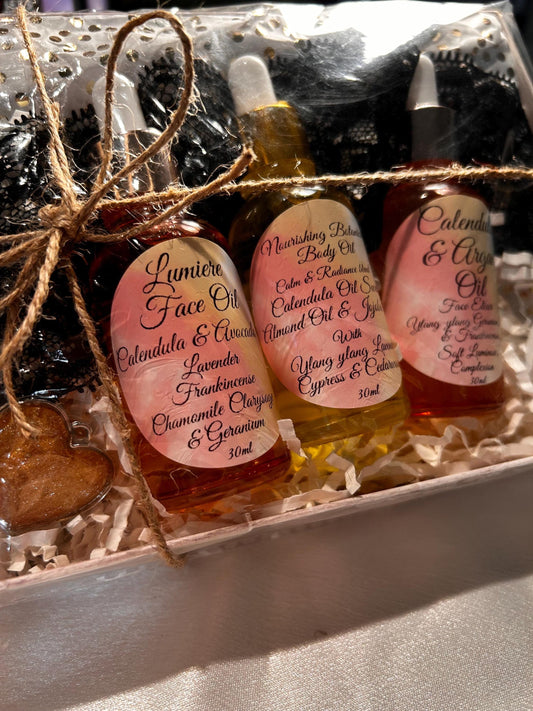 Organic Oil Gift Set: Handmade Botanical Skincare Trio